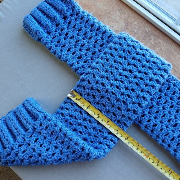 Denim Blue Leg Warmers OSFM crochet warm thick chunky over knee dance premade - Picture 7 of 7